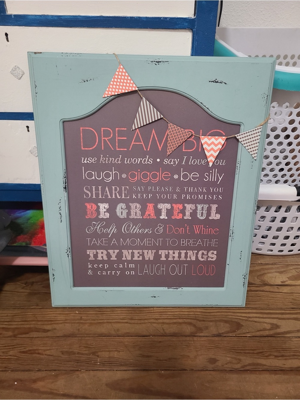 Inspirational Wall Art Sign in Mint and Mauve